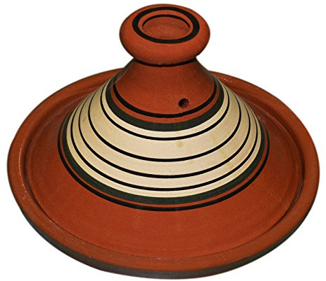 Treasures of Morocco Large Round Brown Clay Tagine
