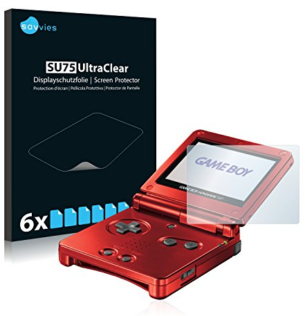 Savvies 6 Stück Schutzfolie für Nintendo Gameboy Advance GBA SP Displayschutz-Folie Ultra-Transparent