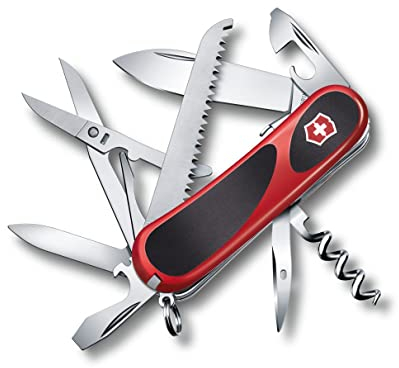 Victorinox Evolution Grip S17 Swiss Army Pocket Knife, Medium, Multi Tool, 15 Functions, Locking Blade, Red/Black