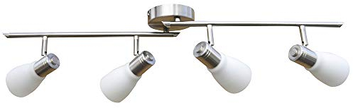 Dapo Glas-Decken-Leuchte LENA-EIKO, metall nickel, Opal-Glas weiß, L: 80cm, (2 x 40 cm), Fassung E14