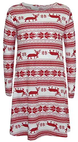 A2Z 4 Kids Girls Christmas Santa Print Swing Dress Long Sleeve 1-13Y | Soft Festive Outfit for Holiday Parties and Everyday Winter Wear