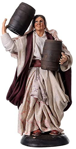Holyart Alte Frau mit Fass neapolitanische Krippe 18 cm