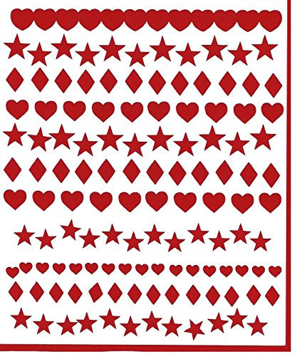 Heart Stars and Diamonds Nail Vinyl Stickers (Multiple colours to choose from) (Red)