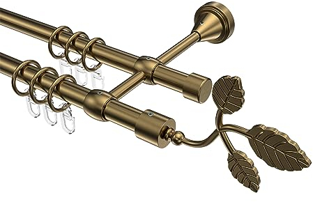 Interdeco Gardinenstange Messing Antik aus Eisen zweiläufig 16 mm Ø Primus Alessia, 240 cm