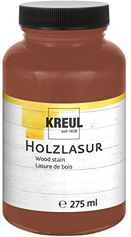 KREUL 78216 - Farbintensive Acryl Holzlasur, 275 ml Kunststoffglas in maron, für unbehandeltes, natürliches Holz und saugende Naturpapiere, fließend - flüssige Farbe auf Wasserbasis