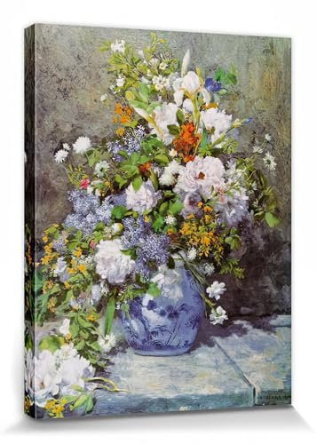 1art1 Pierre Auguste Renoir Poster Große Vase Mit Blumen, 1866 Bilder Leinwand-Bild Auf Keilrahmen | XXL-Wandbild Poster Kunstdruck Als Leinwandbild 80x60 cm