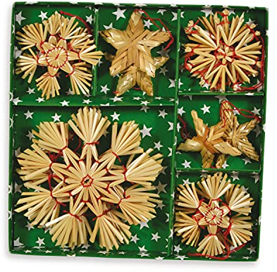 Strohsterne Sortiment I 4-10 cm 16 Stück Innenbereich Weihnachten Baumschmuck