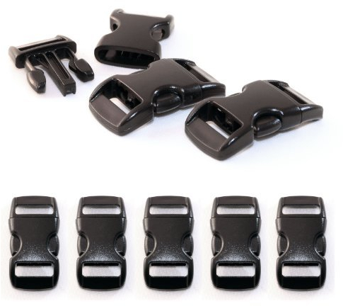 Ganzoo Klickverschluss Kunststoff, 5 Stück, 3/8 Zoll, 10mm Gurtmaß, 30mm x 15mm, Steckschließer, Schnalle, Paracord 550 Armband, Rucksackverschluss, DIY-Projekte, schwarz