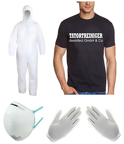 Coole-Fun-T-Shirts TATORT-Reiniger KOSTÜM - Fasching - Karneval - T-Shirt, Overall, Maske + Handschuhe - Navy Gr.XL