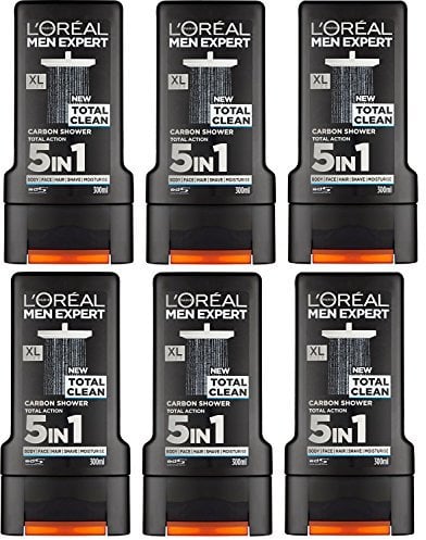 x6 L'Oreal Paris Men Expert 5 in 1 Total Clean Shower Gel 300ml