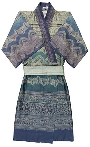 Bassetti BRUNELLESCHI Kimono aus 100% Baumwollsatin in der Farbe Grün V4, Größe: L-XL - 9291755