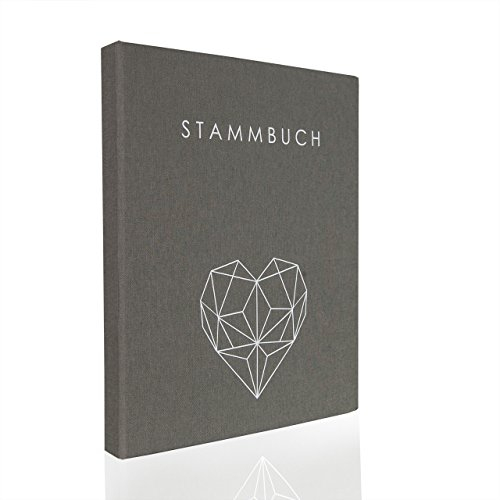 Hochzeitideal - Stammbuch der Familie Geometric grau DIN A5 - Buchbinderleinen Stammbuch Hochzeit - Familienbuch Standesamt mit 4-Fach Ringmechanik & 3 Klarsichthüllen