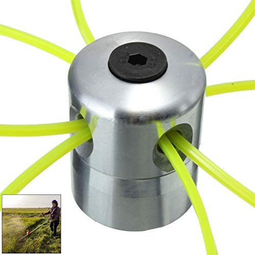 Ysoom Cabezal de hilo para desbrozadora, cabezal de doble hilo, bobina de hilo de aluminio, hilo de nailon para desbrozadora de gasolina con 4 líneas de hierba