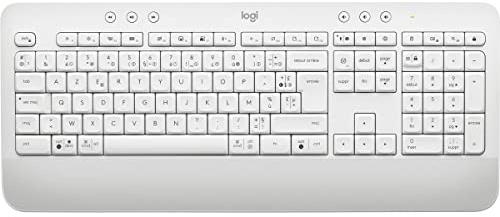 Logitech Signature K650 Comfort kabellose Tastatur mit Handballenauflage, BLE Bluetooth/Logi Bolt USB-Empfänger, Soft-Touch-Tastatur, Numpad, PC/Windows/Mac, Französisches AZERTY - Weiß