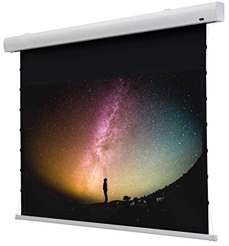 celexon HomeCinema Écran de Projection motorisé tensionné 135 | 300x169 cm 16:9 | Écran électrique 4K, Full-HD pour vidéoprojecteur | Surface Plane avec système de Tension | Montage Mural/Plafond