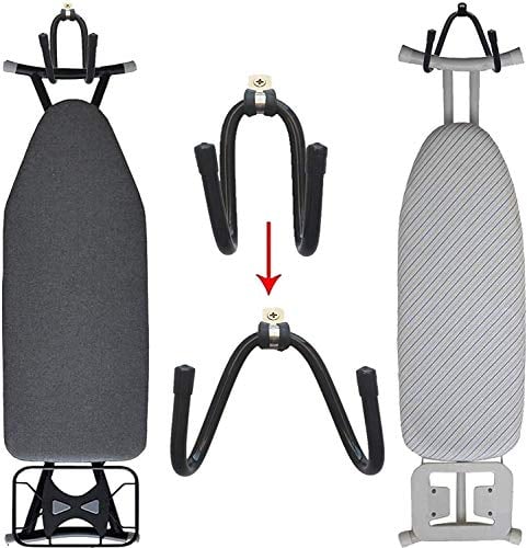 AUXPhome 2/Pack Ironing Board Adjustable Hanger, Wall Mount Ironing Board Holder Organizer Wall Rack Wall Storage, Fit T-Leg Style Or Y- Leg Style Ironing Board for Laundry Rooms - no Ironing Board
