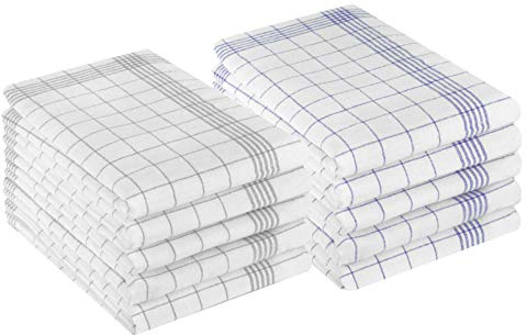 Betz 10er Set 50 x 70 cm Halbleinen Geschirrtücher extrem strapazierfähig und saugstark Geschirrhandtuch Gläsertuch Jacquard Gläsertücher Küchentuch Handtuch MCT-11 HL blau grau