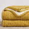Longhui bedding Senfgelb 127 x 160 cm Acryl Zopfmuster Sherpa Überwurf Decke – dicke, weiche, große, gemütliche gelbe Strick-Fleecedecke für Couch, Sofa, Bett – große gelbe Decke für alle Jahreszeiten