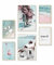 Heimlich® Premium Poster Set mit Bilderrahmen Aluminium Gold | 2 x DIN A3 & 4 x DIN A4 - ca. 30x42 & 21x30 | Stilvolle Poster Collagen mit passenden Bilder als Wanddeko » Strand Pink Flamingo «