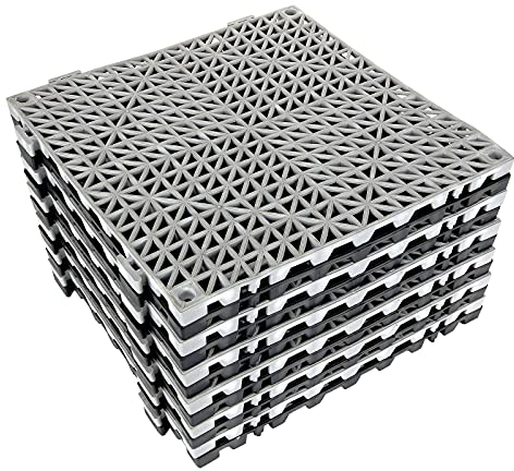 Lot de 12 tapis de sol modulaires emboîtables en caoutchouc antidérapant pour salle de bain, douche, terrasse, cour, 30,5 x 30,5 cm