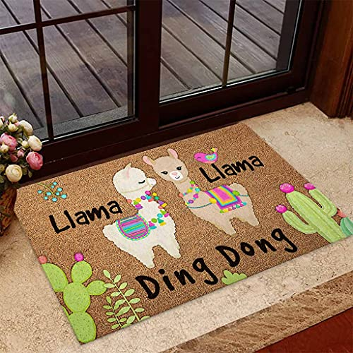 TIANTURNM Fussmatte Aussen Haustür Fußabtreter Lama Ding Dong Fußmatte Willkommensmatte Home Decor Lustige Fußmatte Geschenk für Lama-Liebhaber Geschenk für Freund Geburtstagsgeschenk 16x24