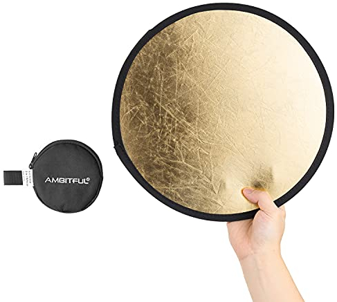 AMBITFUL 30cm Reflector 2in1 Gold Silver White 30cm Round Reflector Outdoor and Indoor Shooting Beautify Reflector Mobile Phone Shooting Reflector (Gold/Silver)