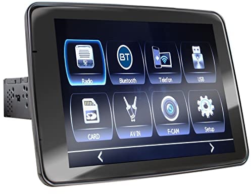 XOMAX XM-V911R Autoradio mit 9 Zoll / 22,8 cm XXL Drehbarem Schwenkbarem Touchscreen Bildschirm I Mirrorlink für Android I Bluetooth Musik I 1xUSB, 2. USB-Anschluss mit Ladefunktion, SD, Aux I 1 DIN
