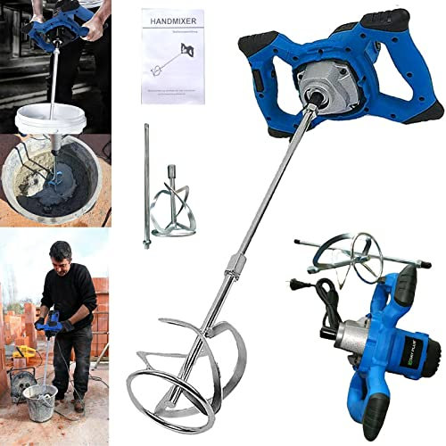 2600W Miscelatore Professionale, Miscelatore per Malta, 230V Miscelatore Cemento, Miscelatore per Colla, Mescolatore Betoniera, Qualità Industriale, 6 Vlocità, 36 x 21cm