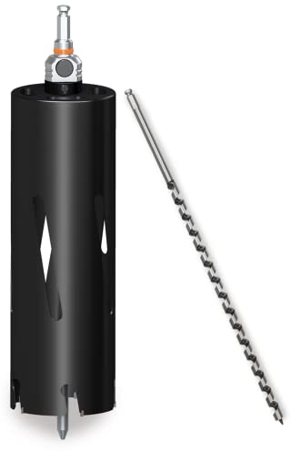 Mandrex | Lochsäge XtraDeep mit 300 mm Schnitttiefe, Hartmetallzähnen & Aufnahme Tiefschnitt für Holz, MDF & Rigips | Ø 68 mm + Vorbohrer Holz + Führungsstift