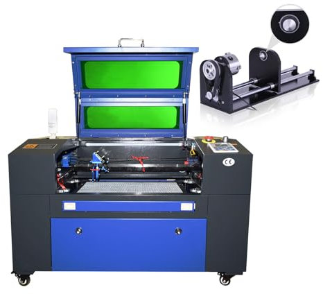 Autofokus-50W CO2 Laser Graviermaschine Cutter Cutting Engraver Graveur 300mmx500mm Laser Engraving Maschine Lasergravurmaschine + Drehachse