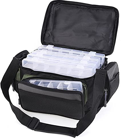 Agatige Angeltasche Outdoor Gear Aufbewahrungstasche Angelgerät Tasche 600D Tragbare Köder Kit Tragetasche Angelbox Organizer(schwarz+grün)