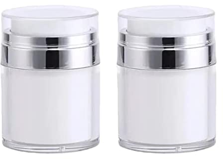 2 PCS 50ml Airless Pump Bottle, Airless Pump Jar, Moisturiser Pump Dispenser, Airless Pump Jars, Drunk Elephant Container, Suitable for Filling Travel Foundation, Cream, Lotion, Moisturizer