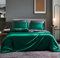 Boqingzhu Satin Bettwäsche 135x200cm 4Teilig Grün Dunkelgrün Grau Dunkelgrau Luxus Seide Wende Glanzsatin Bettwäsche Set Uni Einfarbig Glatt Glänzend 2 Bettbezüge und 2 Kissenbezüge 80x80cm