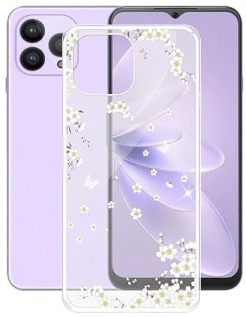 AQGG Hülle für Cubot P80 (6.58 Zoll) Hüllen Schutzhülle Tasche handyhülle Stoßkasten Schale Phone Case Transparente TPU Weich Silikon Cases -weiße Blume