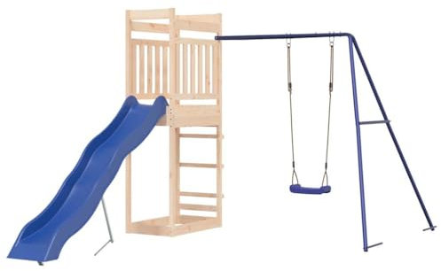vidaXL Spielturm, Klettergerüst mit Rutsche Schaukel, Kinder Kletterturm mit Sandkasten, Spiel-Zubehör für Garten, Spielgeräte Spielplatz, Massivholz Kiefer