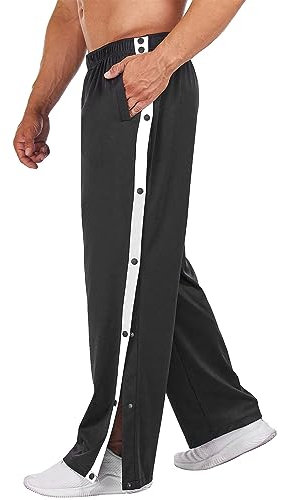 Deyeek Herren Sporthose Jogger Sweathose Casual Hose mit Taschen und Tasten Relaxing Hose Lastischer Bund Schwarz L