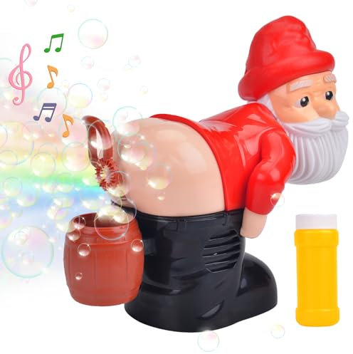 Bubble Fart Blower, Automatische Furz-Blasengebläse, Weihnachtsmann Seifenblasenmaschine mit Lichtern und abschaltbarem Sound für Kinder, Zeremonie, Weihnachten, Party