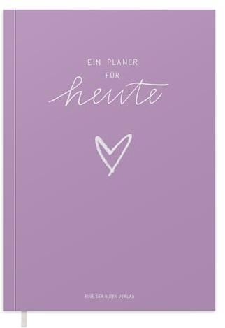 Eine der Guten Terminkalender A5 – undatierter Kalender, Softcover Wochenplaner ohne Datum, vertikales Layout, Terminplaner zum flexibel starten, Lila Weiß mit Herz, klimaneutral, FSC Papier