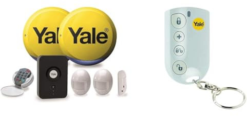 YALE HSA APP ENABLED ALARM KIT (ROUND SIREN) & Locks HSA6060 Alarm Accessory - Remote Keyfob, Wireless, White, 137 x 75 x 15