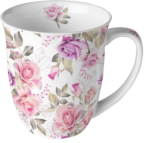 Ambiente Becher Porzellan Rosen Blumen Kollektion, Tasse - Tee/Kaffee - Geschenkartikel