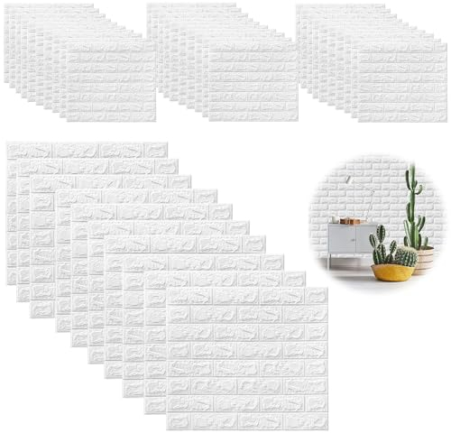40 pièce Papier Peint 3D Brique Adhesif Mural, 35 X 38 cm Pierre Autocollant Mural, Dalle PVC Adhesive Murale, Panneaux Muraux 3d, Panneau Revetement Mural Decoratif