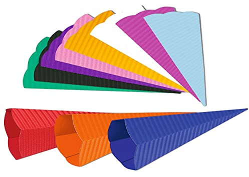 alles-meine.de GmbH Zuckertüte - Rohling aus 3-D Wellpappe - Weiß - 33-100 cm - Größe wählbar - mit/ohne Kunststoff Spitze - Schultüte zum selber Basteln - 6 eckig - Bastelsc..