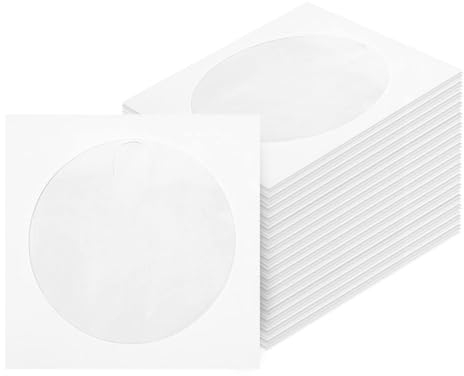 CD-/DVD-Hüllen aus Papier, 120 g, 12,7 cm, mit transparentem Fenster und Klappe, Weiß, 100 Stück