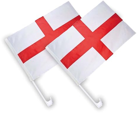Taffstyle Autofahne Set 2 Stück Auto Fahne Fussball EM WM Länderflagge Fanartikel Land Flagge Autoset Frauen Männer Kinder Basketball Handball England