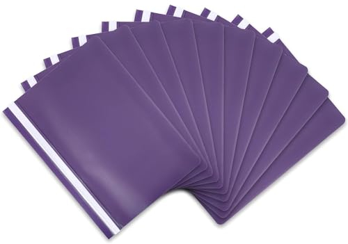 itenga 10er Pack Schnellhefter A4 Plastik stabil PP Kunststoff Sicht Hefter Mappe genarbt (lila)