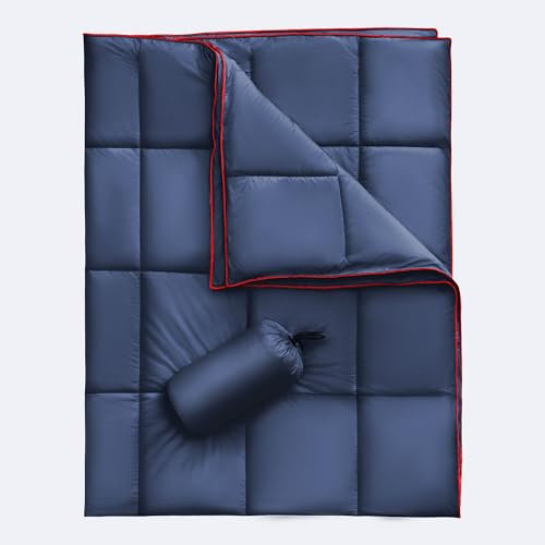 Sonive Campingdecke Reisedecke Ultraleicht,wasserdichte Decke,100% Nylon Warme Outdoor Decke Winddichte für den Außenbereich, leicht, verstaubar,71x101cm,Dunkelblau