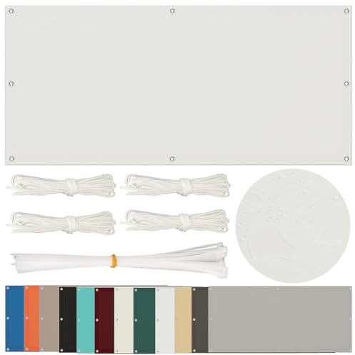 Sonnensegel 2x5m Wasserdicht Rechteckig Mit Ösen - Multi Farbe und Größe, UV Schutz für Balkon, Terrasse, Garten - Schwer, Weiß