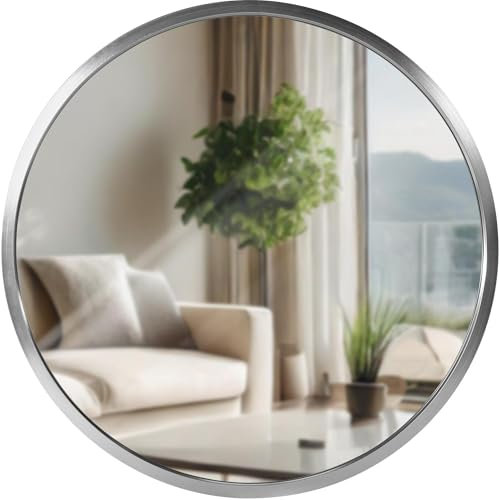 CLP Wandspiegel Elsie I Runder Spiegel in unterschiedlichen Größen I Rahmentiefe 3 cm, ideal für Wohnzimmer, Schlafzimmer oder Bad, Farbe:Silber, Größe:S