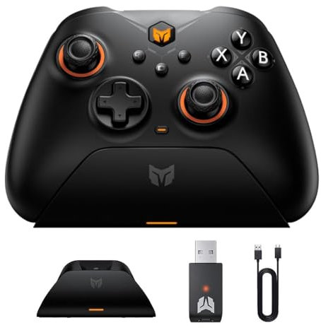 BIGBIG WON Wireless Controller Gale PC Controller Motion Zieling, Hall Trigger, 4 Benutzerdefinierte Tasten, App Game Controller für PC/Switch/iOS/Android Wireless Gaming mit Ladestation (Schwarz)