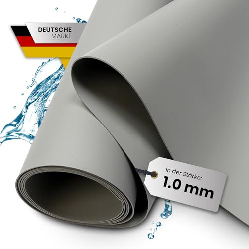 TeichVision - Premium PVC Teichfolie hellgrau - Stärke 1 mm - 2 m x 0,5 m/PVC Folie grau geeignet für Teiche, Biotope, Naturschwimmbäder